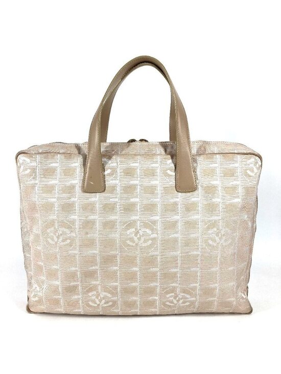 CHANEL New Travel Nylon Beige Briefcase Business Bag #2817  Chanel Handbag Business Bag Nylon Leather Beige